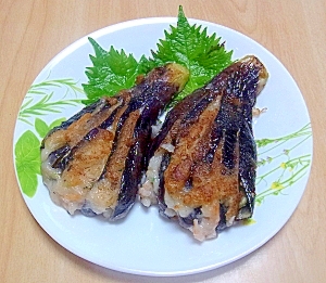 なすのえびのすり身はさみ焼き