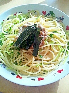 ★豆苗と納豆の和風パスタ★