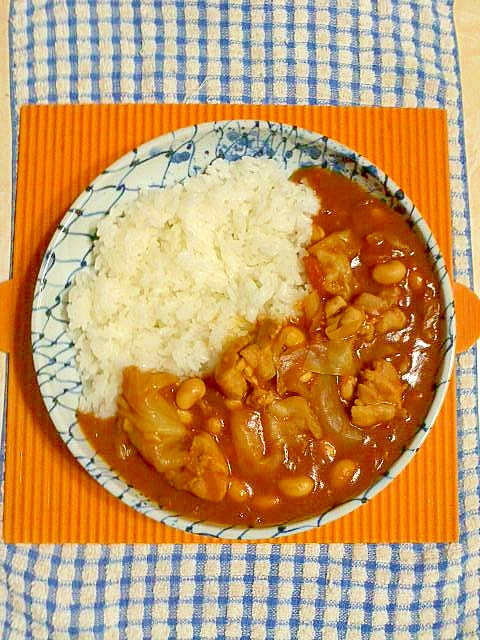 大豆とキャベツのカレー♪