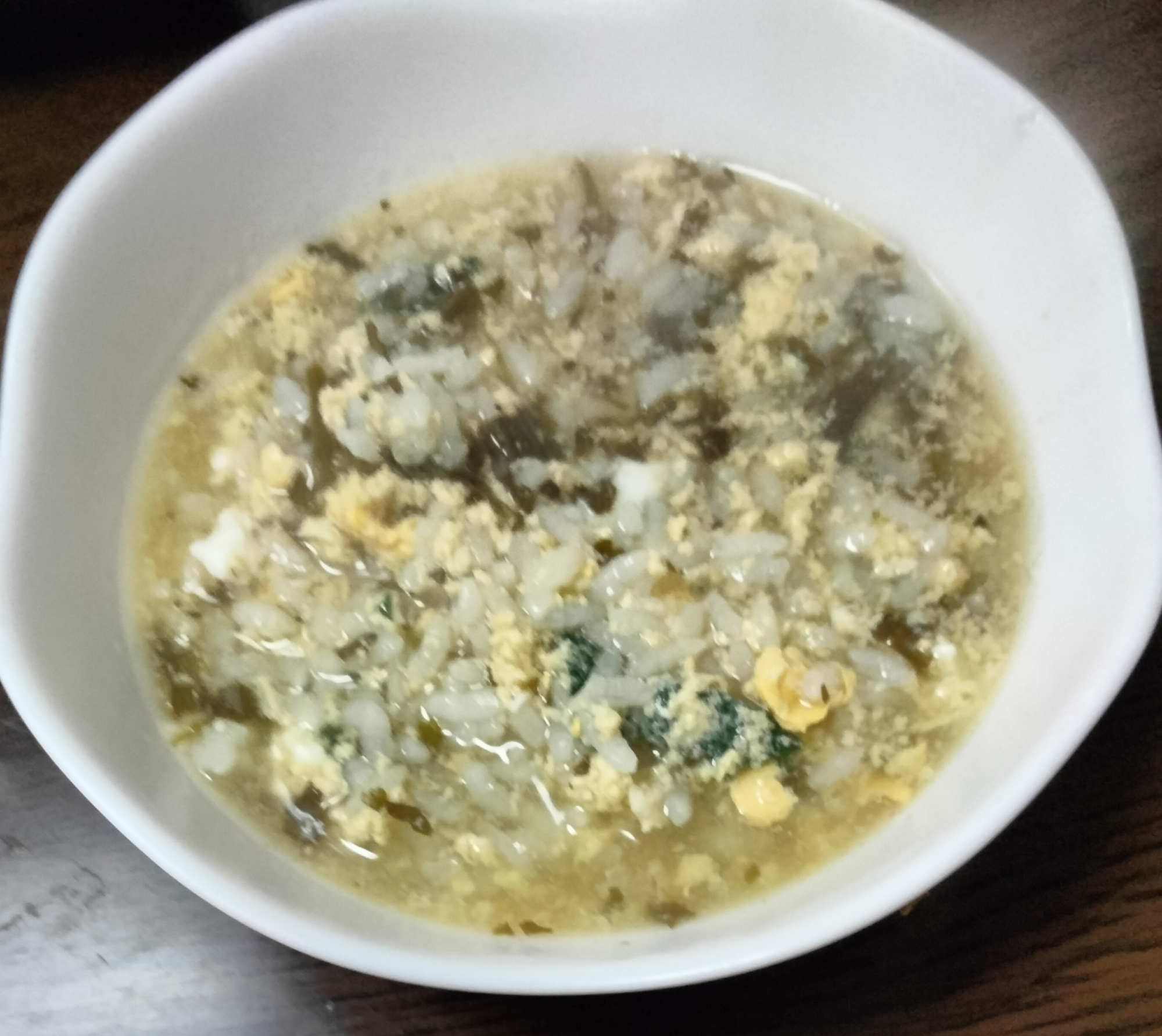 味噌汁の残りで卵雑炊♡茶殻入り