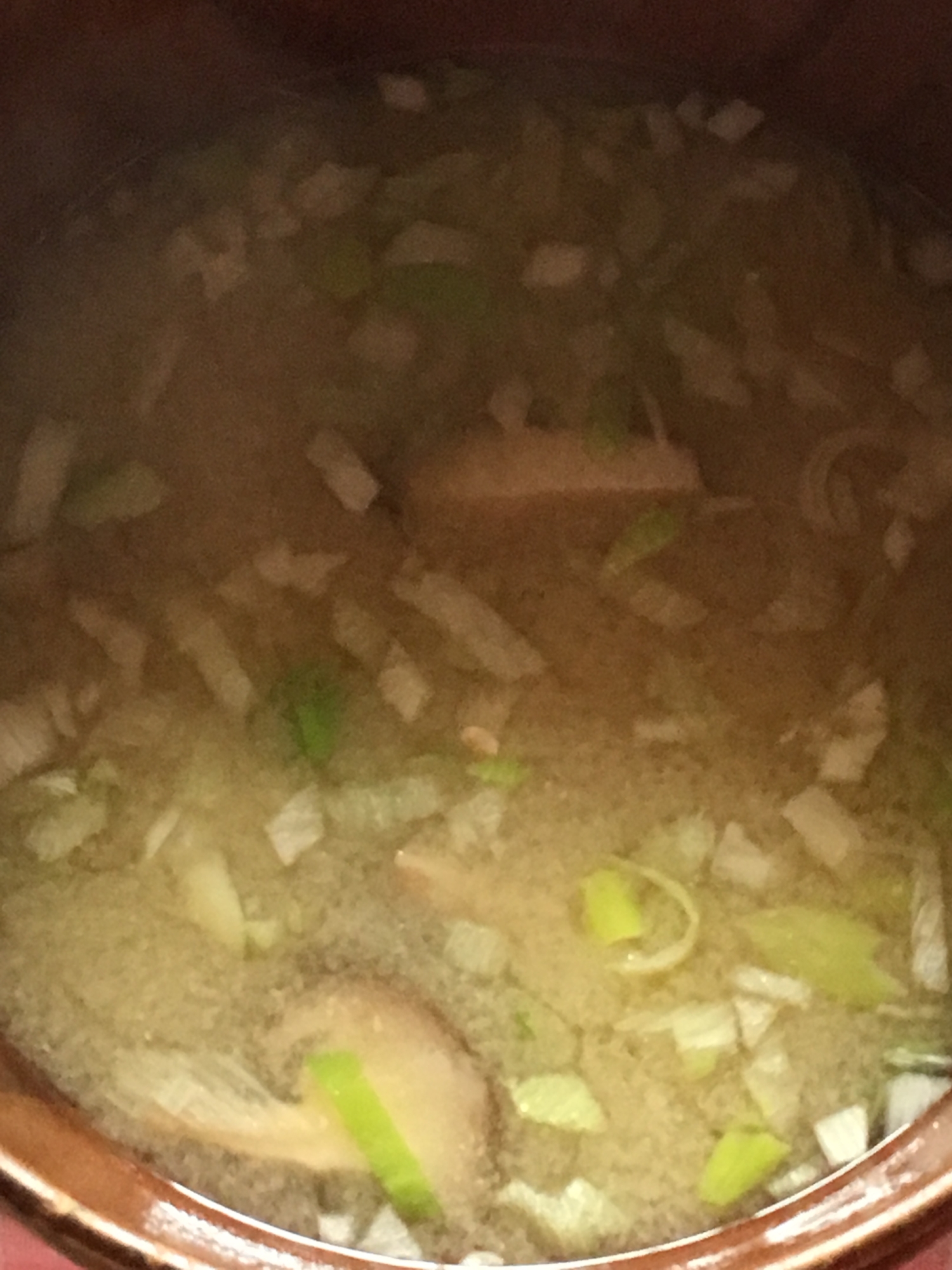 椎茸、煮干し、ネギの味噌汁
