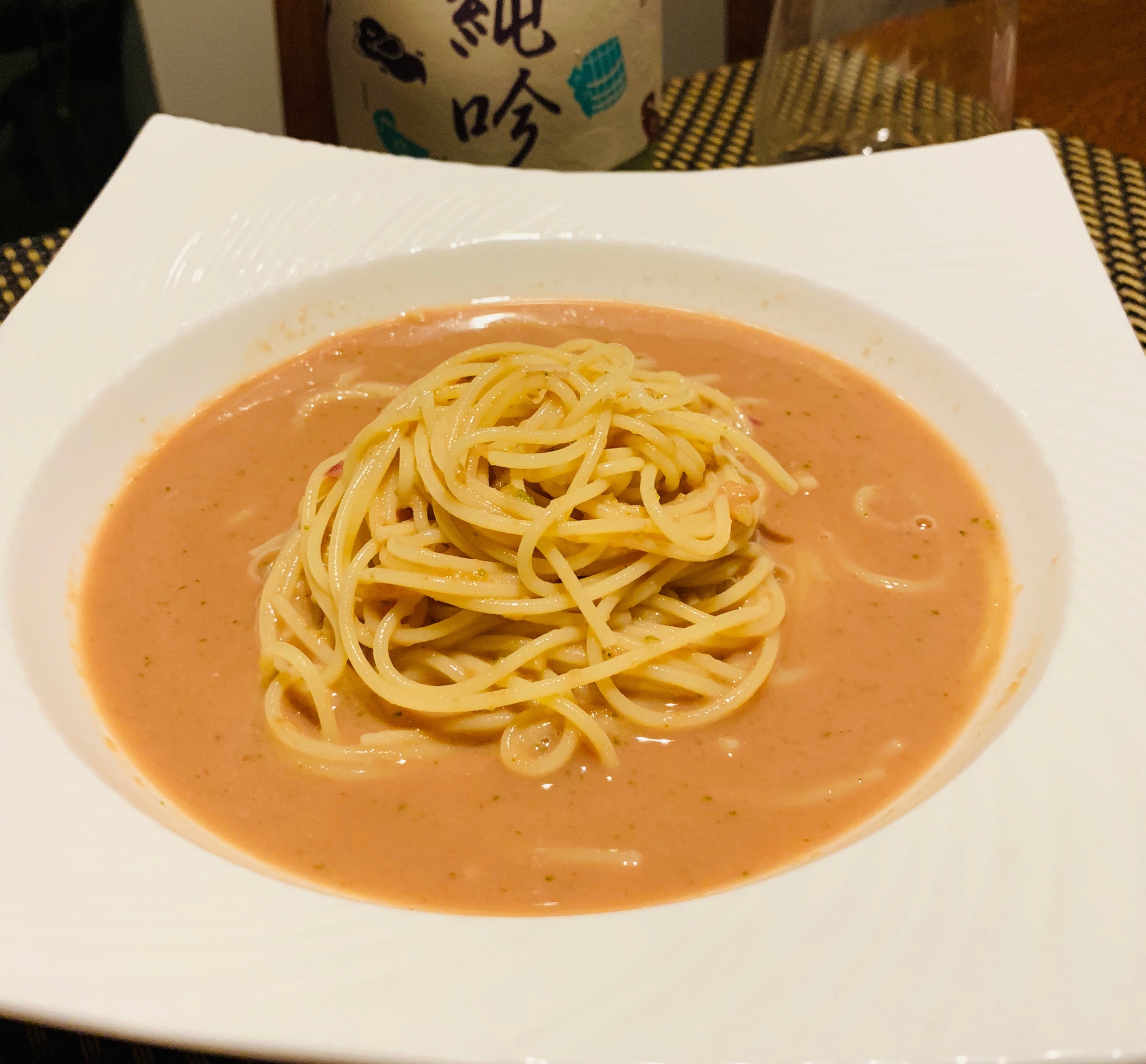 トマトジュースで簡単 ガスパチョパスタ レシピ 作り方 By 酔いどれんぬ 楽天レシピ