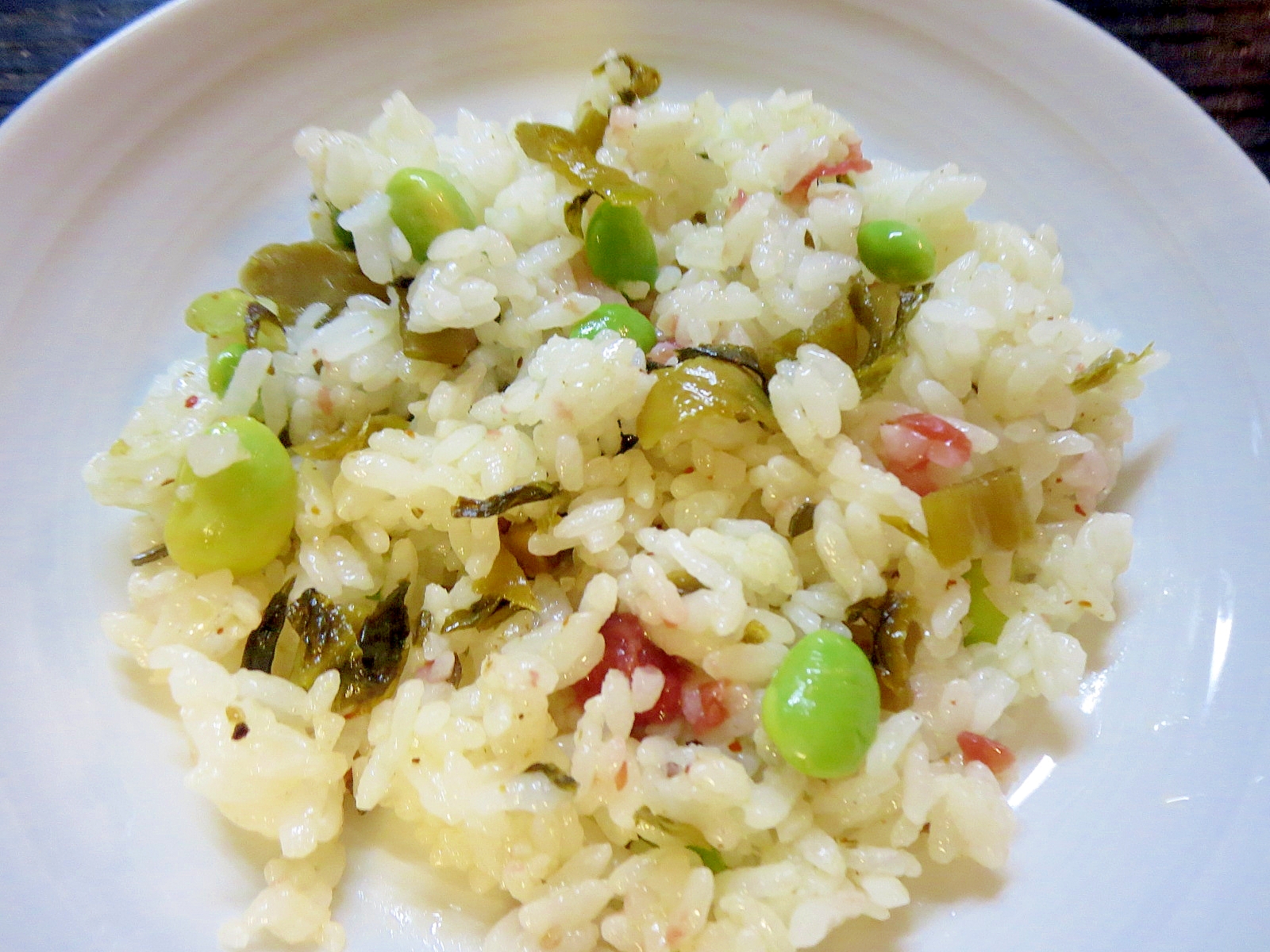 枝豆入り高菜炒飯