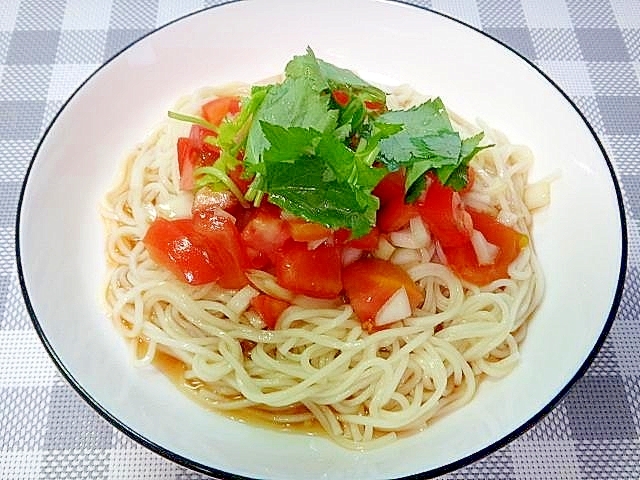 トマトのさっぱり冷やし素麺