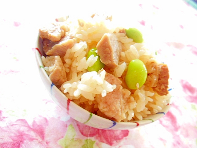 ❤豚バラ肉と枝豆の炊込みご飯❤