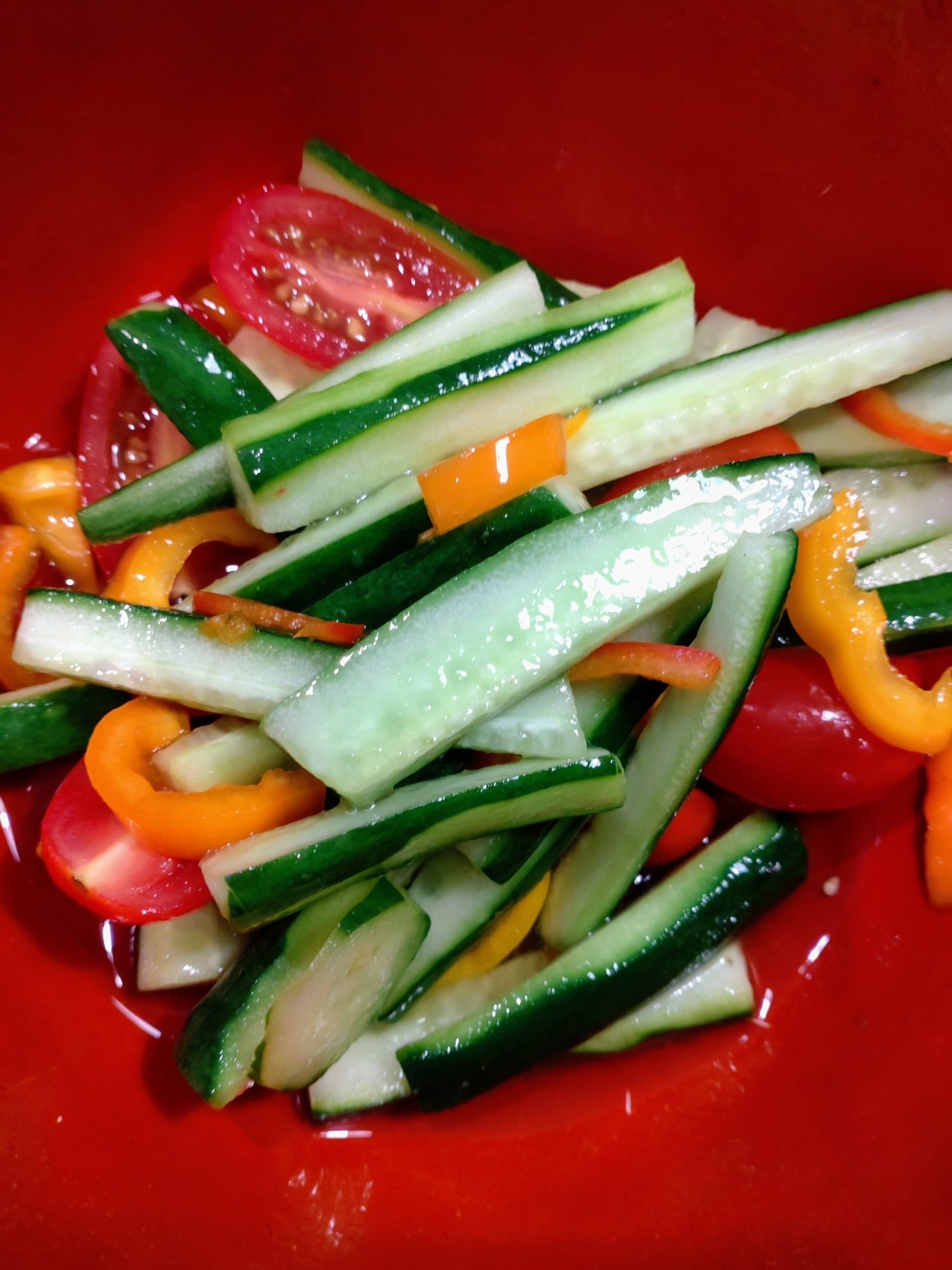 かんたん酢&梅昆布茶だけ！夏野菜の梅昆布茶サラダ☆