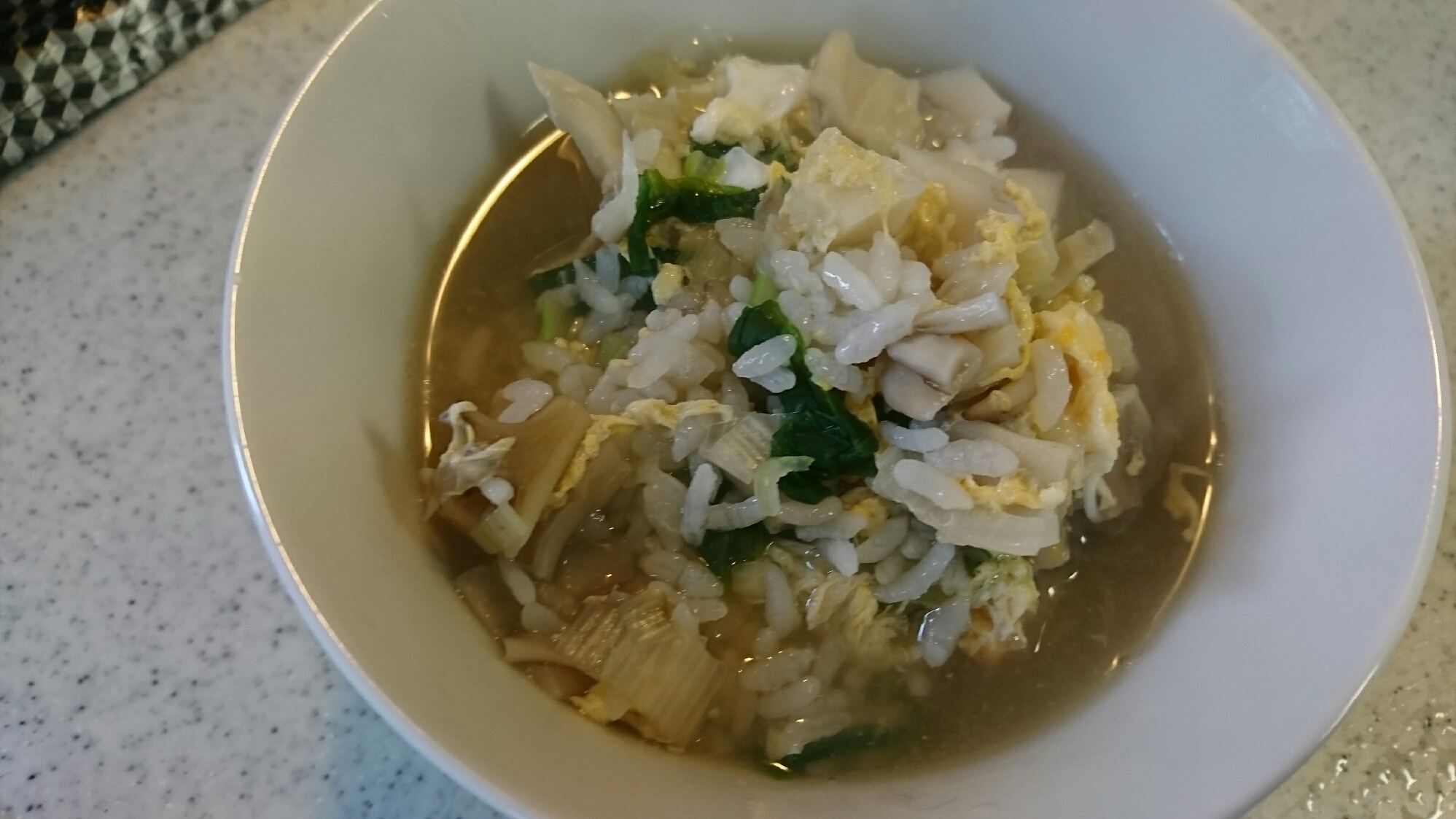 舞茸と小松菜の雑炊