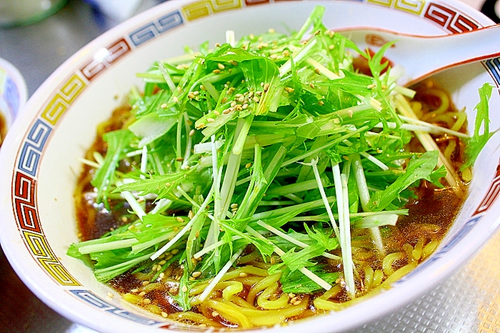 水菜と葱のピリ辛ラーメン