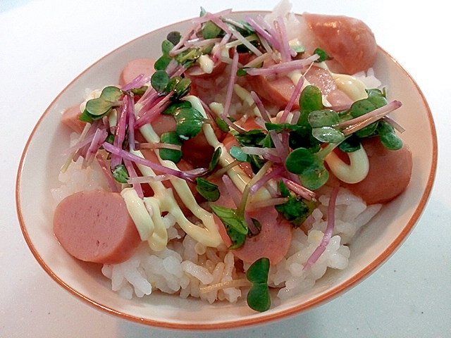 昆布ぽん酢/マヨで　ウインナー・紅かいわれ大根ご飯