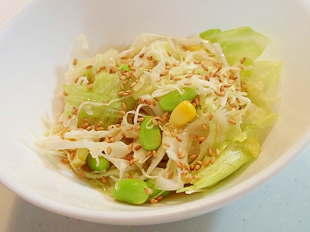 キャベツ・レタス・枝豆・コーンのかぼす香るサラダ