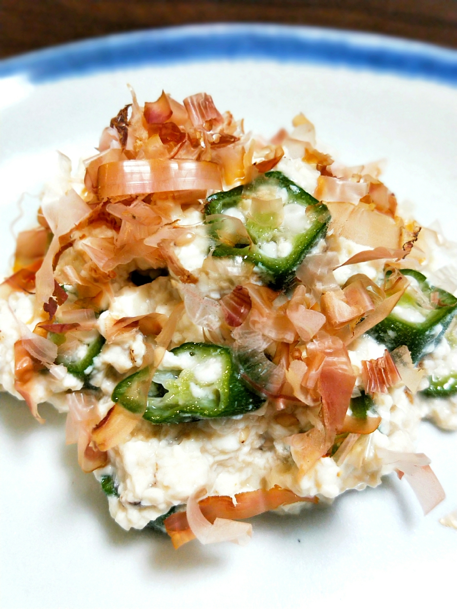 糖質制限！オクラと焼き豆腐のおかか和え