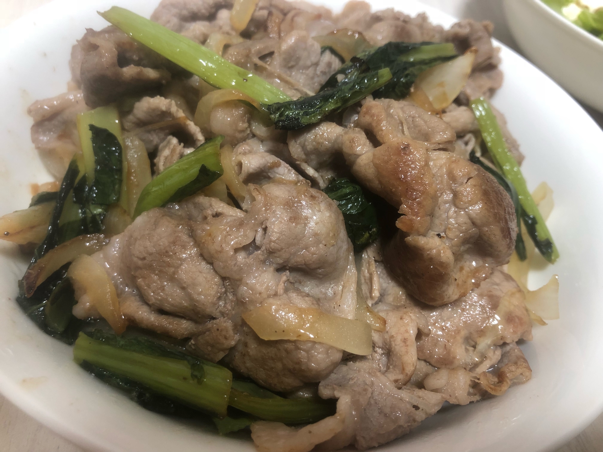 香味ペーストで簡単小松菜と豚肉炒め レシピ 作り方 By Pichan616 楽天レシピ