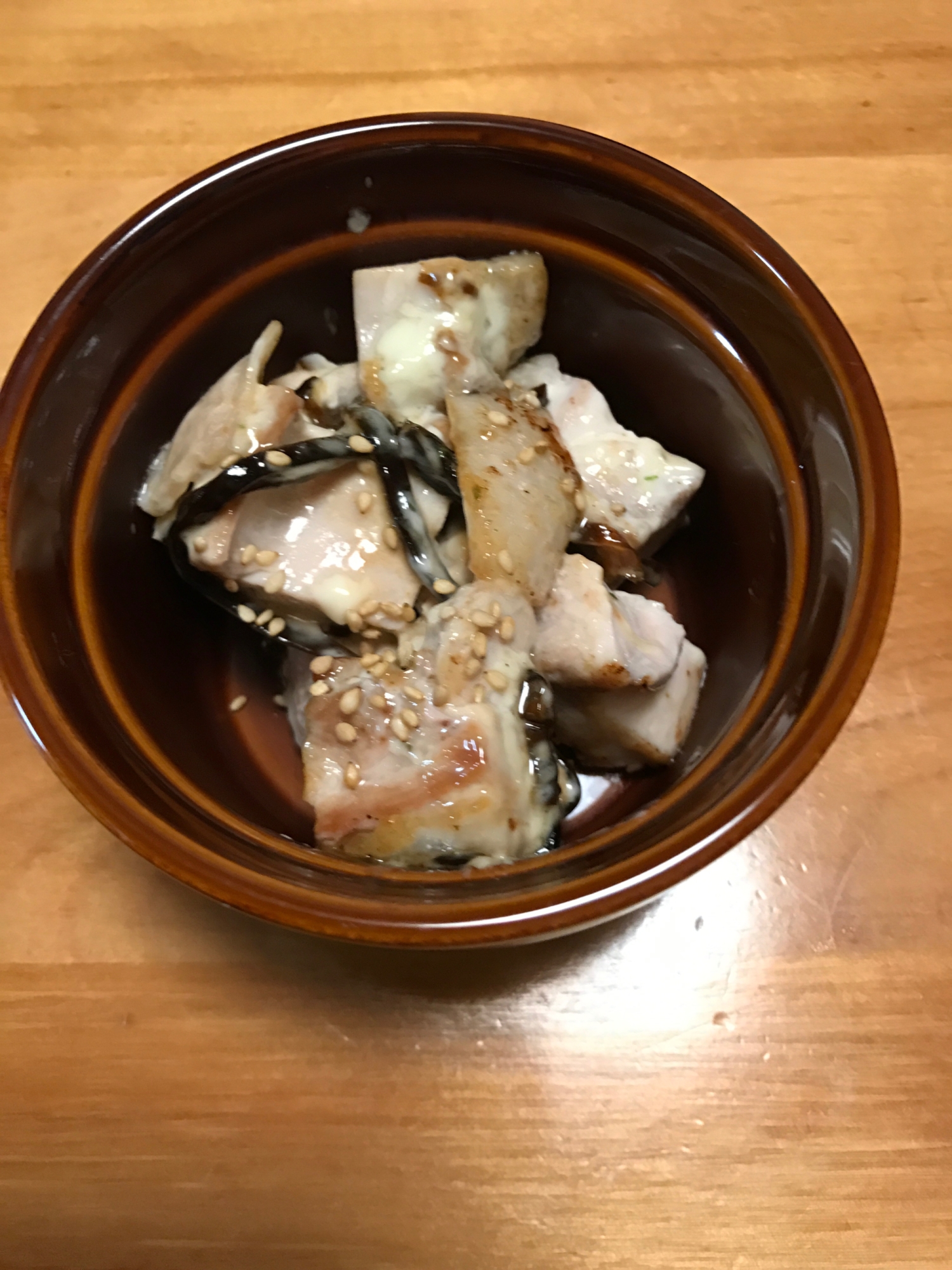 鶏肉の昆布の佃煮マヨ炒め