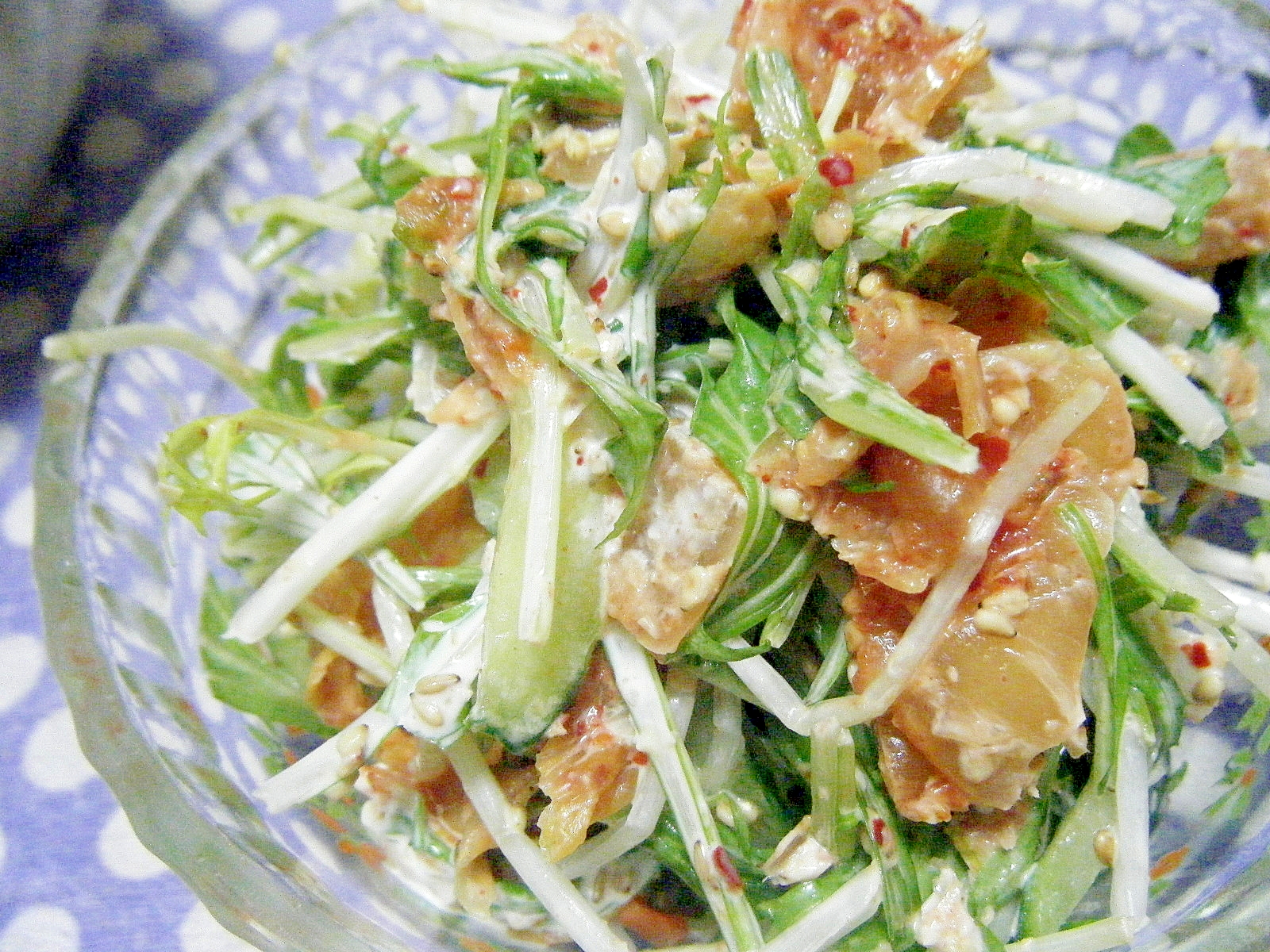 水菜とキムチのサラダ