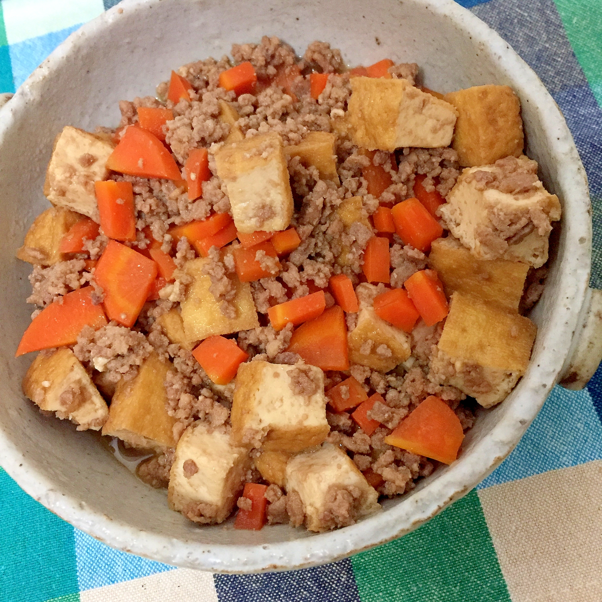 厚揚げと人参とひき肉の煮物☆