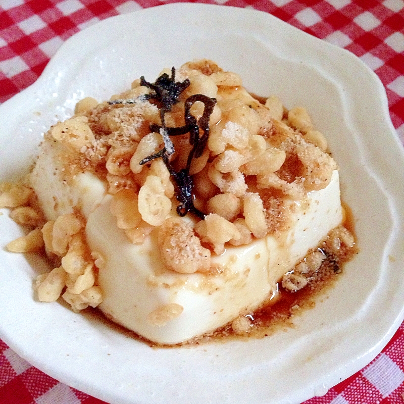 天かすとすり胡麻と塩昆布の冷奴★