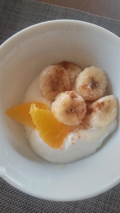 今日のヨーグルト♡バナナ&みかん