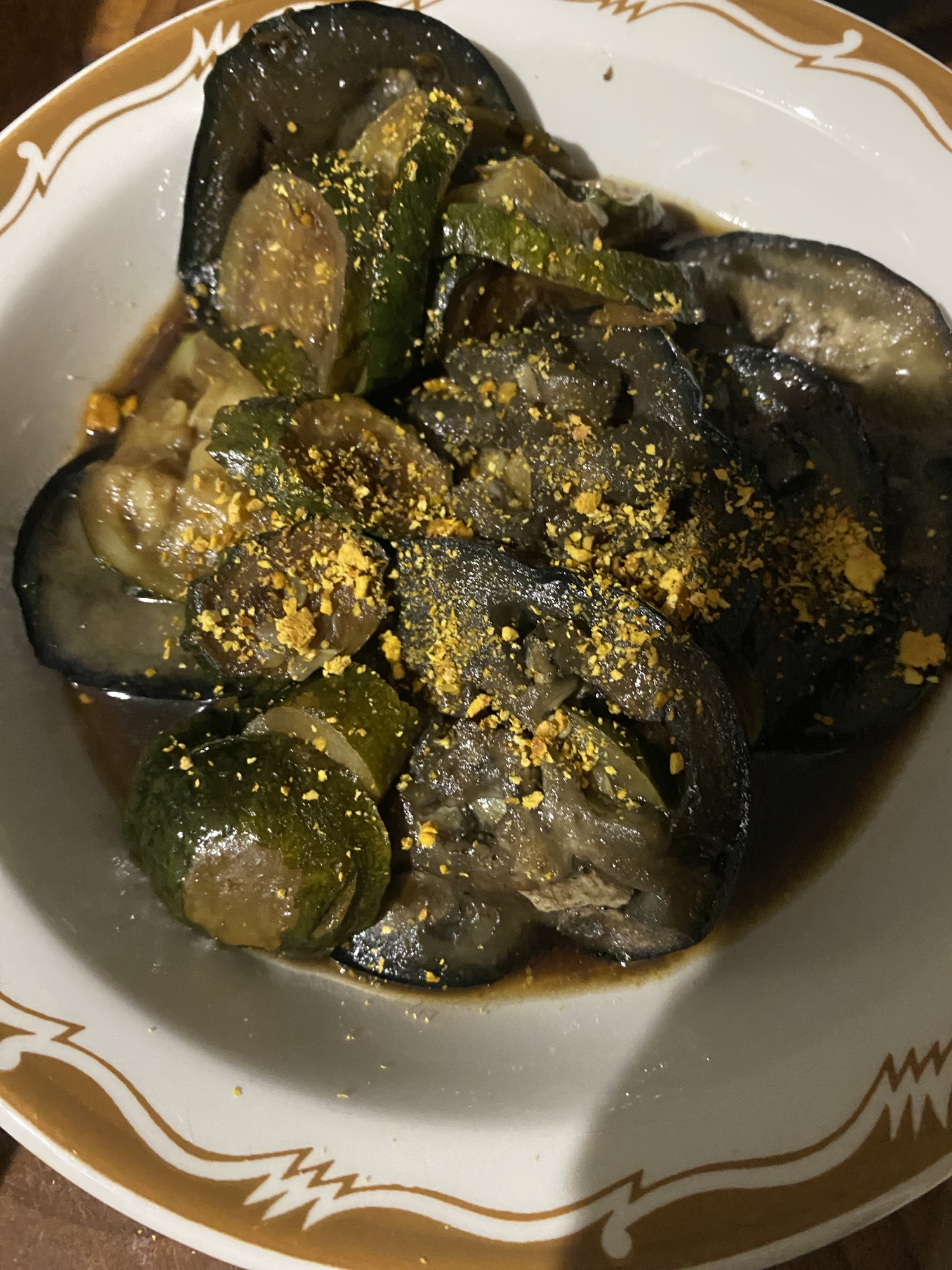 ズッキーニと巨大茄子の煮浸し