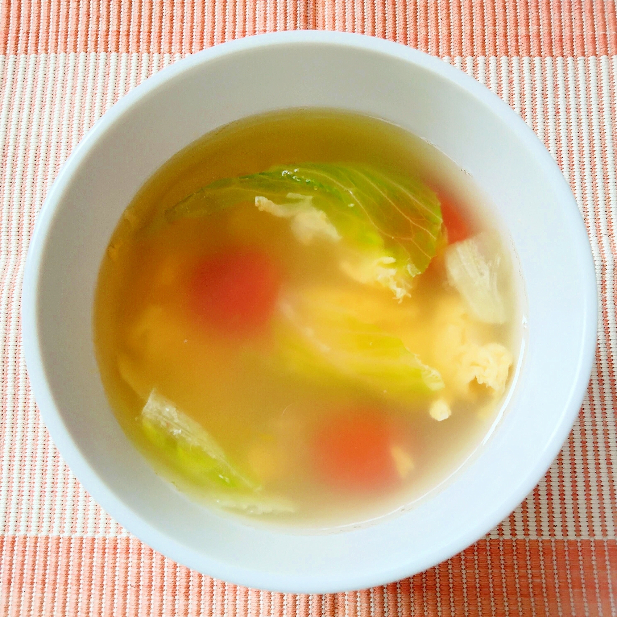 美味しい！ミニトマトとレタスの卵スープ