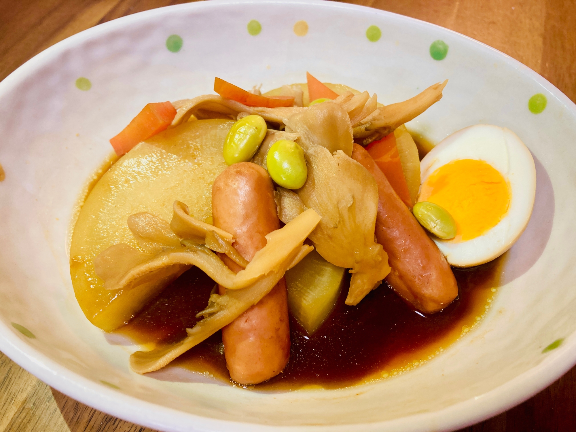 ⭐今夜の定食: 大根とウインナーの洋風味噌煮込