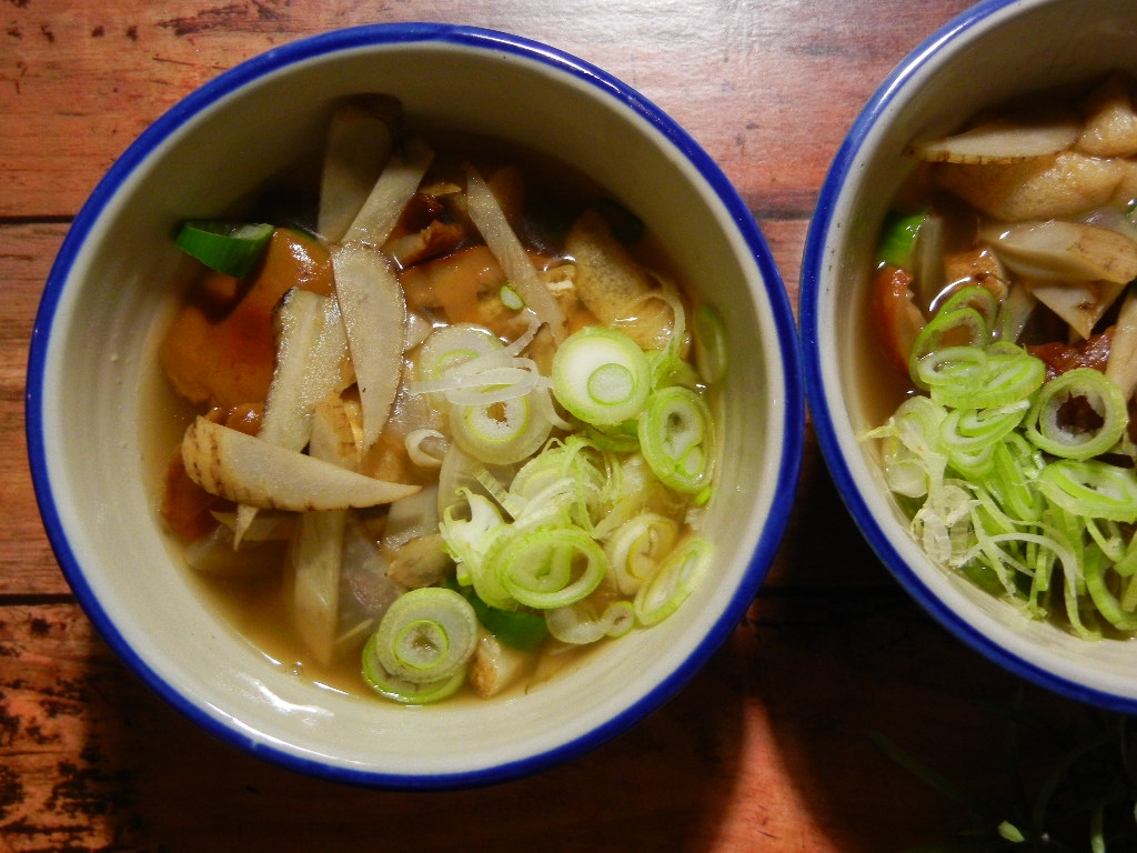 チャナメツムタケと油揚げとごぼうのけんちん風