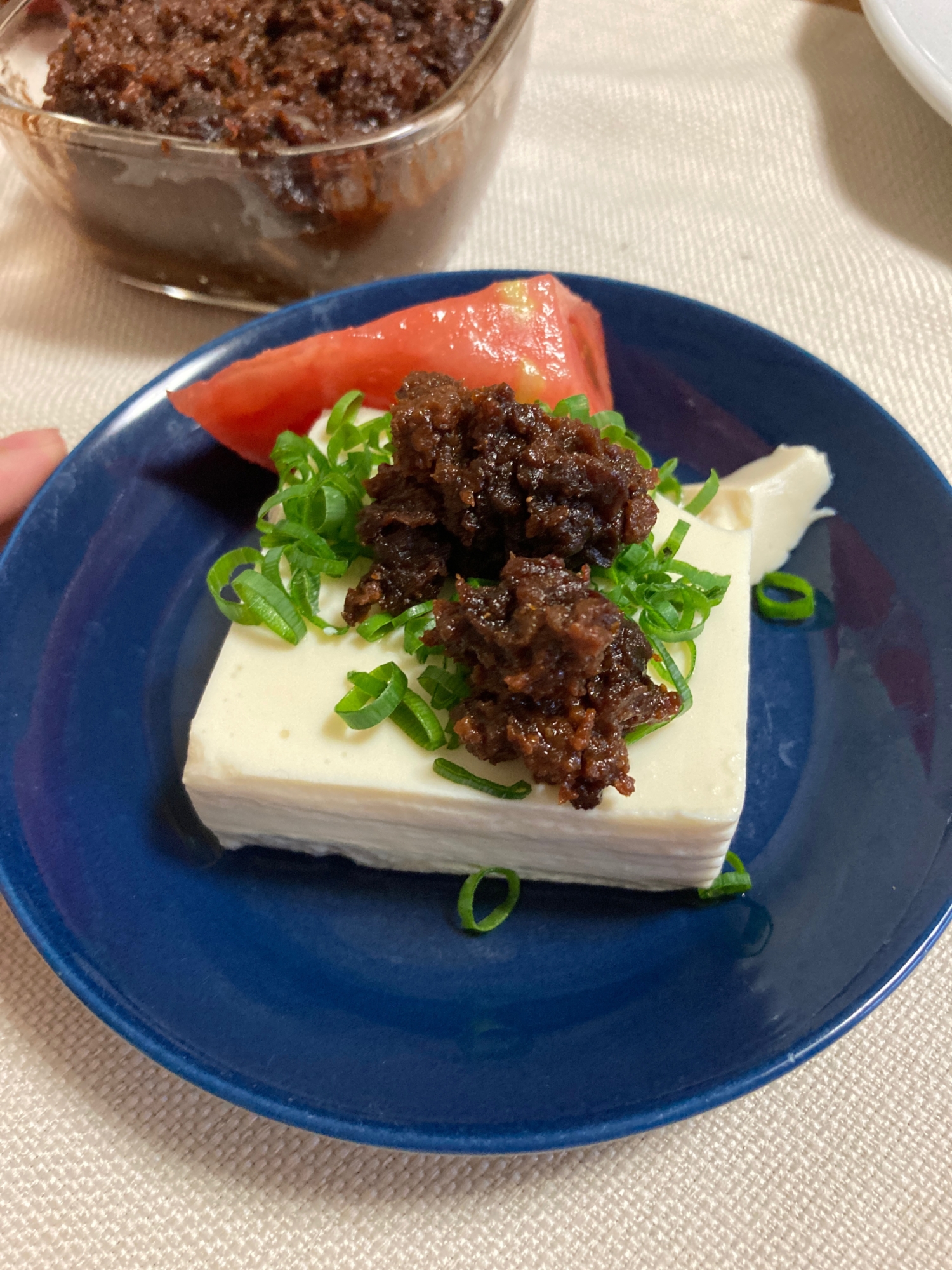 うちのおかず　にんにく肉味噌冷奴