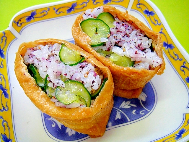 ゆかりときゅうりのいなり寿司 レシピ 作り方 By Mint74 楽天レシピ ゆかりときゅうりのいなり寿司 レシピ 作り方 By Mint74 楽天レシピ