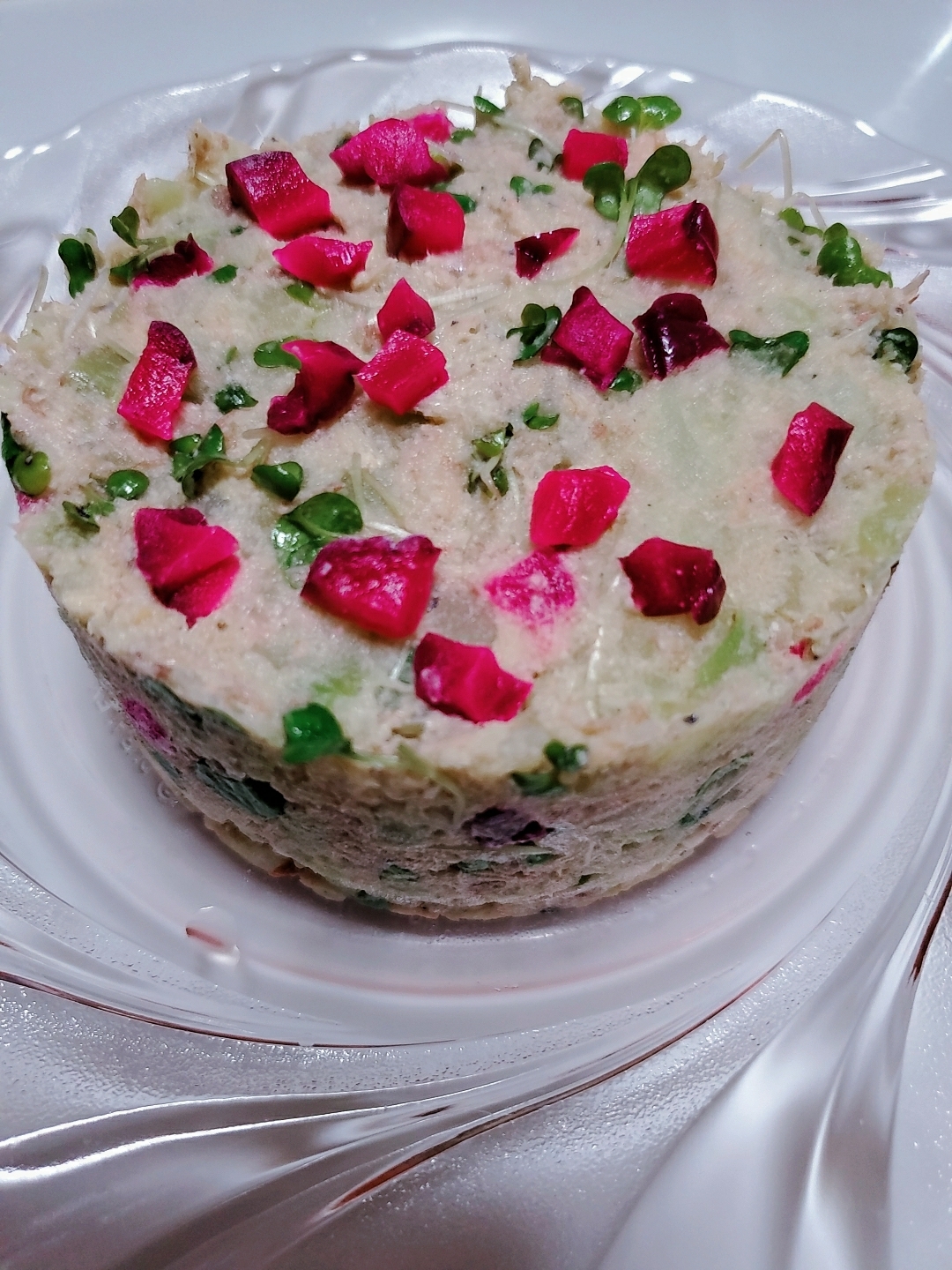 鯖の水煮とブロッコリースプラウトのポテトサラダ