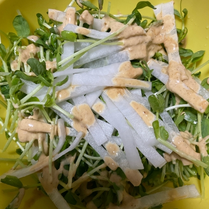 大根と豆苗のゴマドレサラダ♪