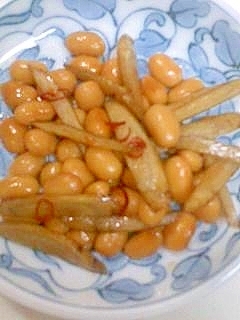 大豆とゴボウのピリ辛炒め