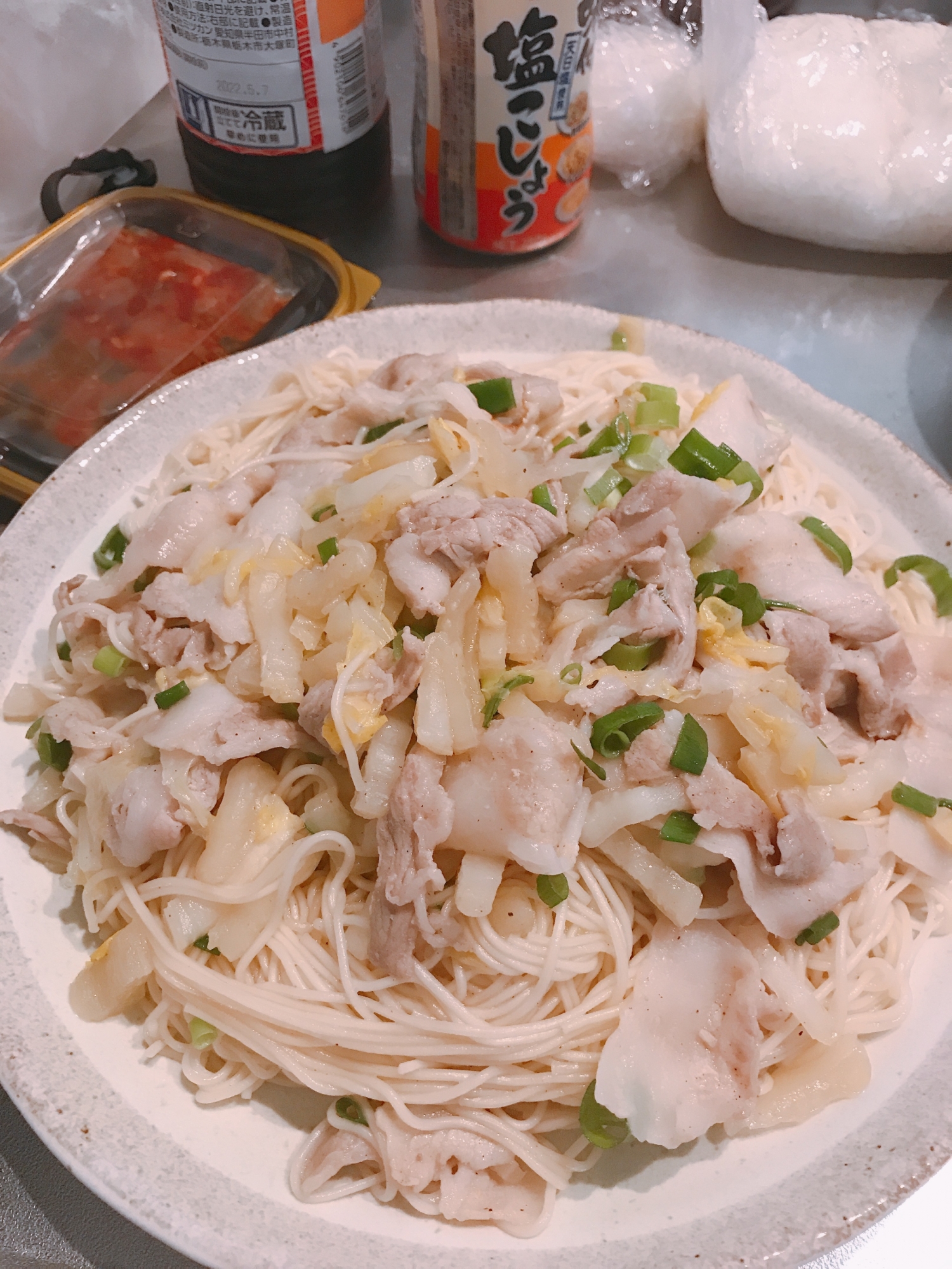 豚バラと白菜の素麺チャンプルー
