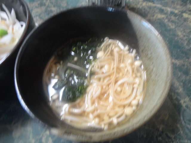 エノキとアオサの簡単スープ