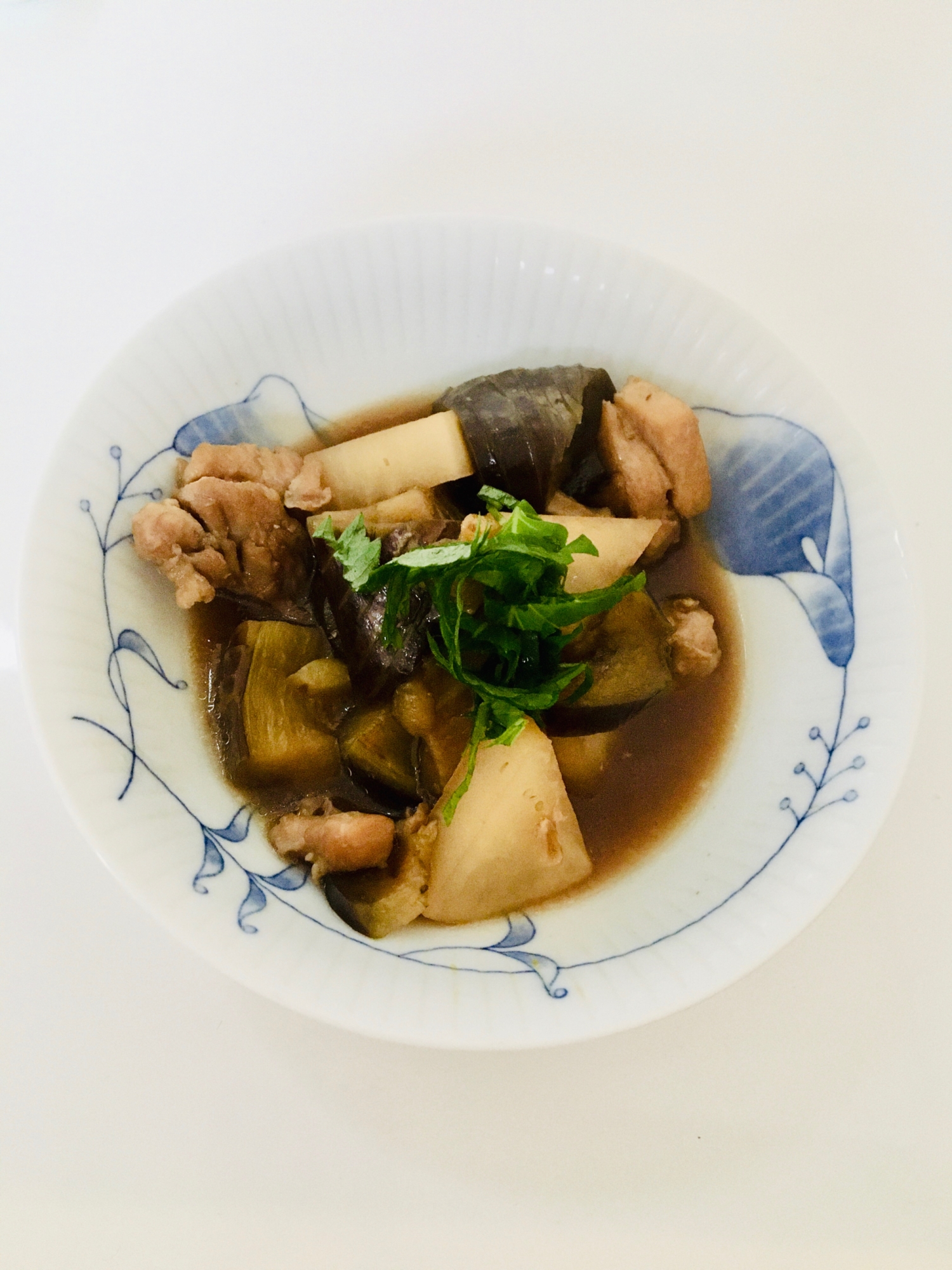 ナスと鶏モモ肉の甘酢煮