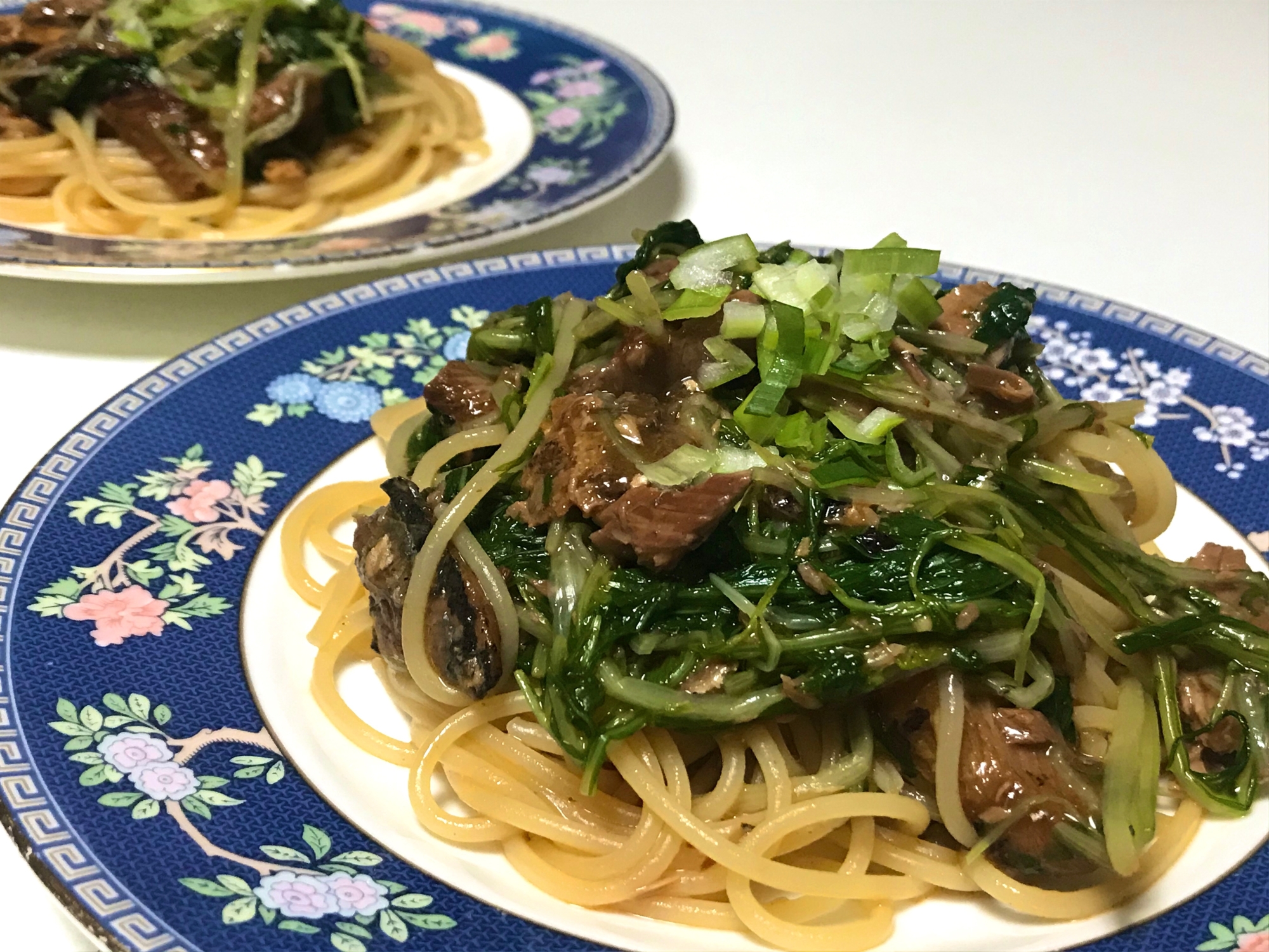 さんまの蒲焼き缶で和風パスタ