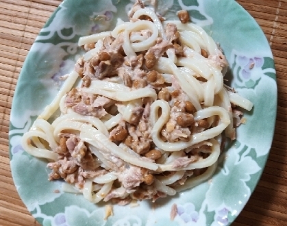 パスタの代わりにうどんで作ってみました!　美味しかったです。