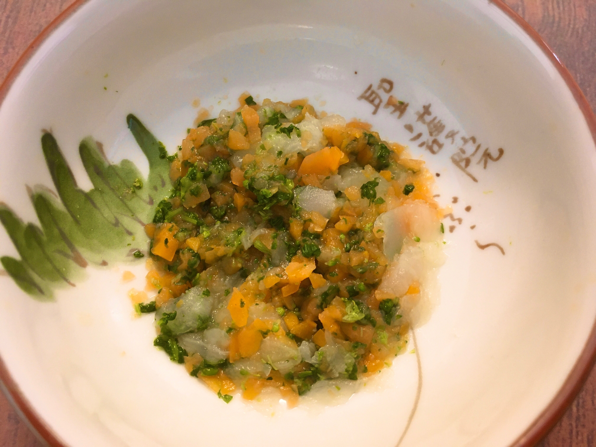 【離乳食】にんじんと大根と菜の花の煮物