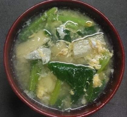 小松菜と卵の味噌汁♪卵ふんわり♪