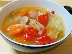 カラーピーマン お野菜たっぷりスープ レシピ 作り方 By Sundisk 楽天レシピ