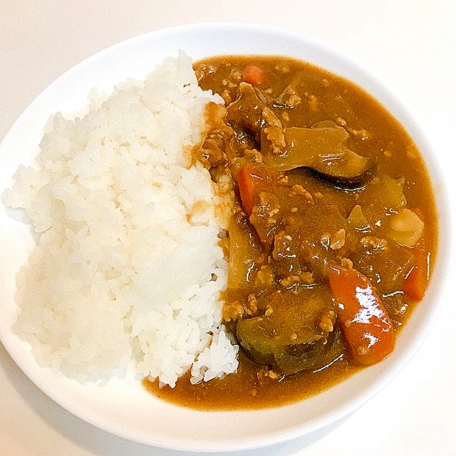 茄子とひき肉の♪無臭ニンニクカレーライス