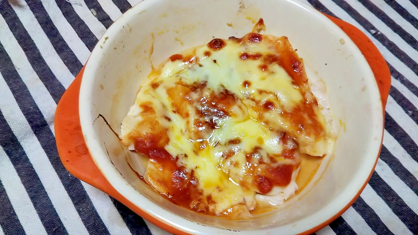 サラダチキン ミートソースのチーズ焼き レシピ 作り方 By Neko6084 楽天レシピ