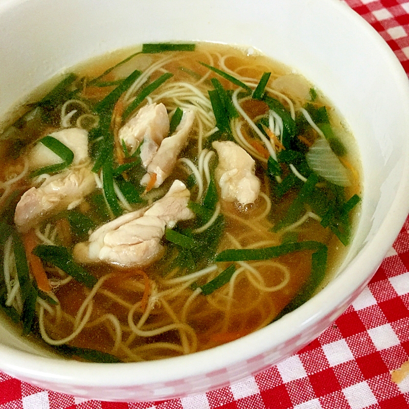 ニラと鶏肉のにゅうめん♡