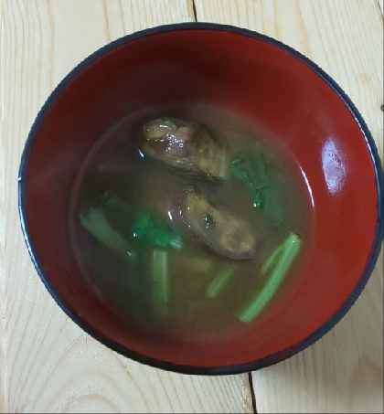 大根葉&白なす味噌汁