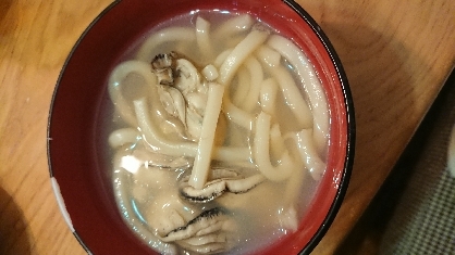 牡蛎マーガリン焼きスープでうどん