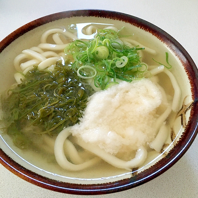 白だしで♪とろろめかぶうどん