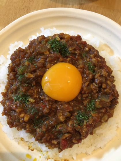 電子レンジで！トマト缶と合挽肉の無水キーマカレー♪