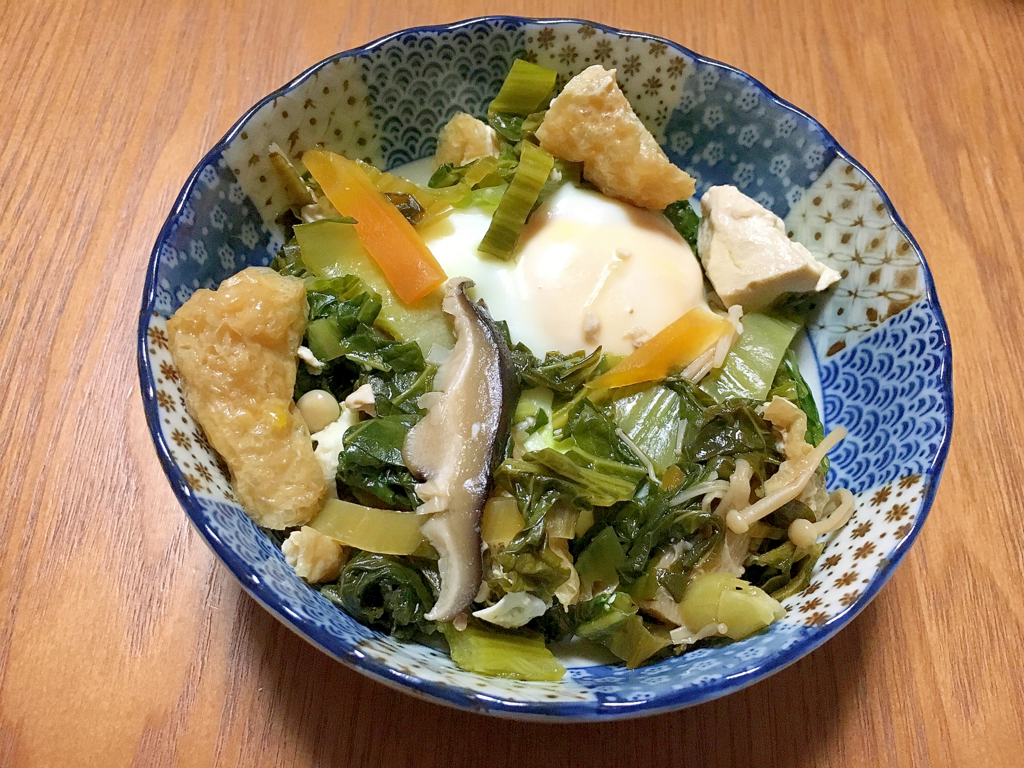 高菜とあげの卵落とし