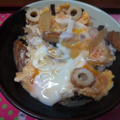 素朴！ササミと竹輪の親子丼