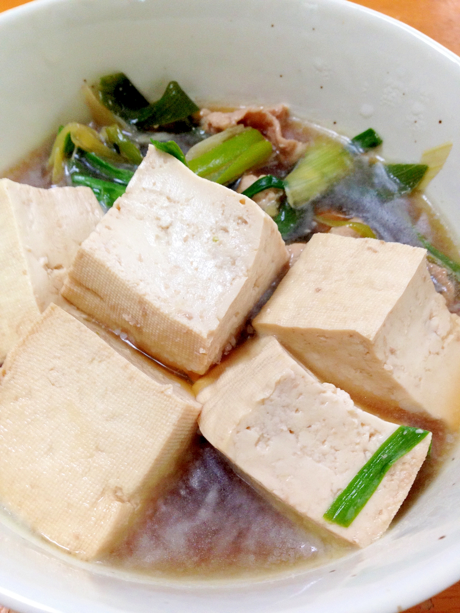 温まって栄養満点◎ネギニラ豆腐