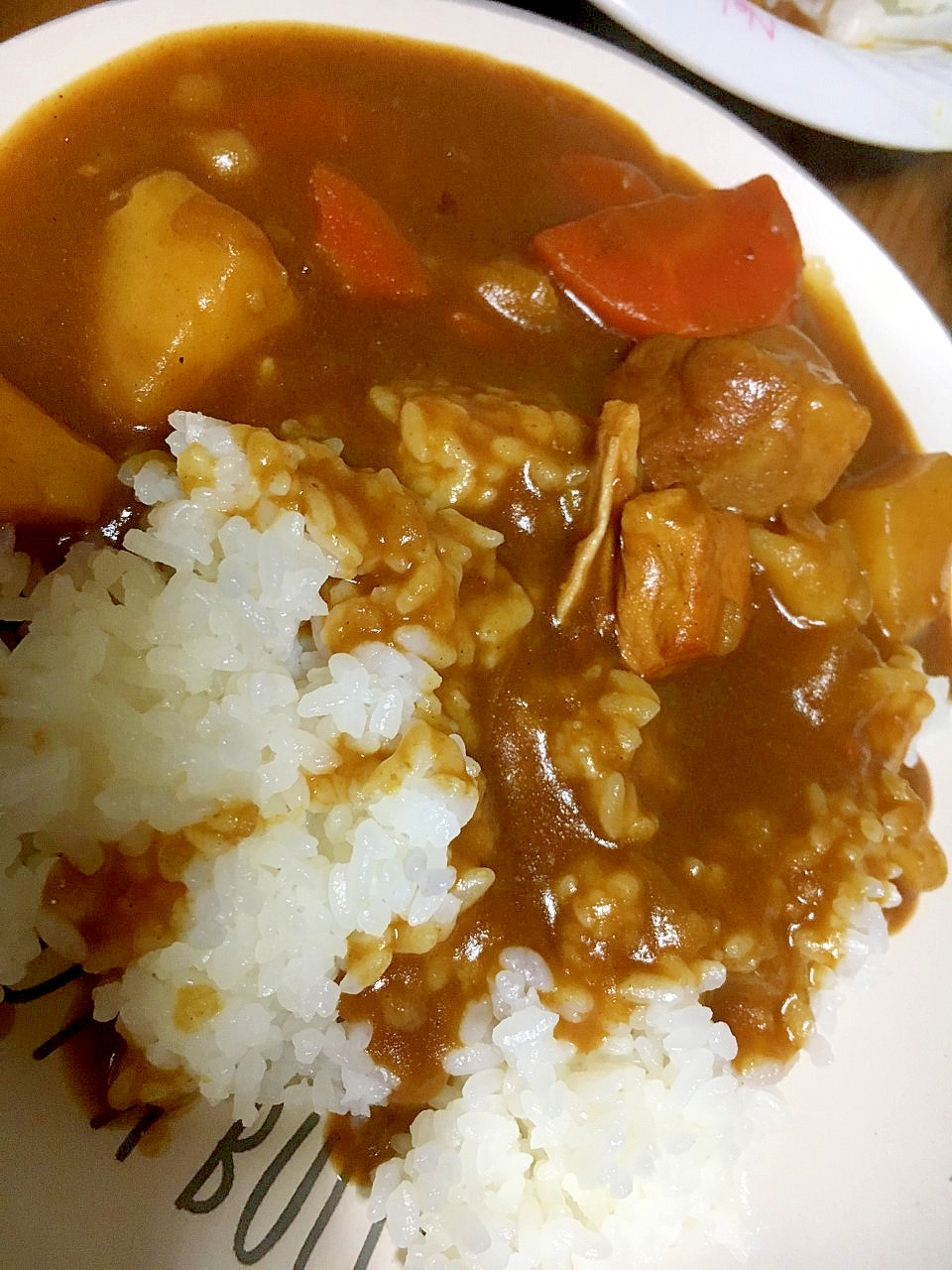 カレー肉でシンプルなカレーライス