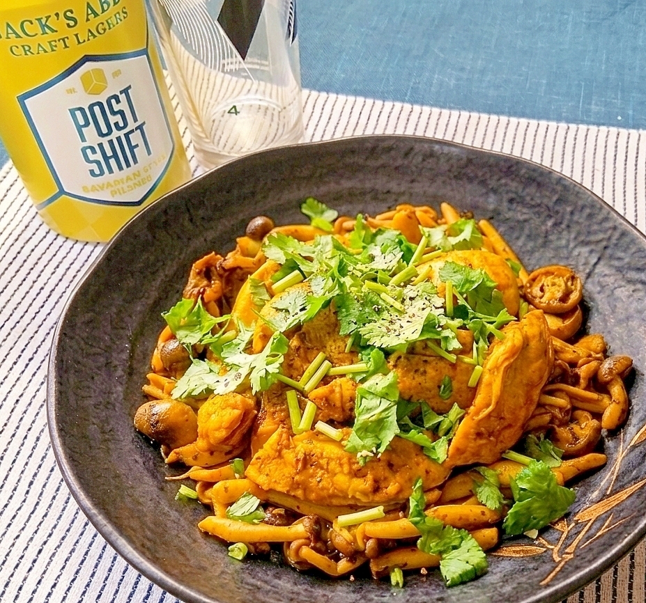 ヘルシー素材で！鶏ささみとしめじのタンドリーチキン